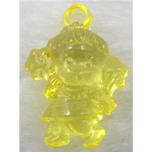 Acrylic pendant, angel, yellow, approx 22x32mm, 190pcs [PSP021C05]