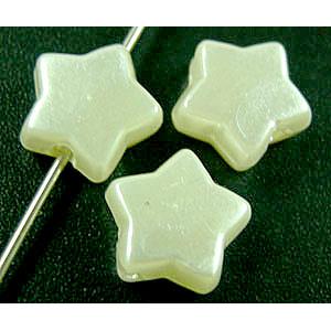 pearlized plastic beads, star, white, 10mm dia, hole:1.5mm, approx 2480pcs [PSPB9128]