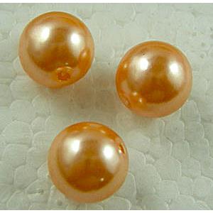 pearlized plastic beads, round, pink, 10mm dia, hole:1.2mm, approx 1000pcs [PSPB9285]