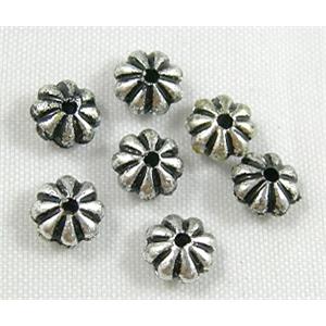 Plastic beads, snowflake, antique silver, 6.5mm dia, approx 6500 pcs [PSR004]