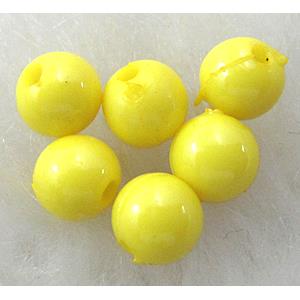 Plastic round Beads, Yellow, 10mm dia, approx 4000pcs [PSR06C04-10MM]
