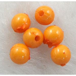 Plastic round Beads, Orange, 6mm dia, approx 9000pcs [PSR06C09-6MM]