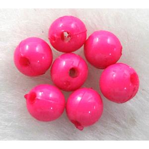 Plastic round Beads, Hot pink, 8mm dia, approx 7200pcs [PSR06C10-8MM]