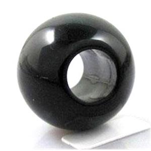 round plastic bead, black, 18mm dia, 8mm hole [PSR08]