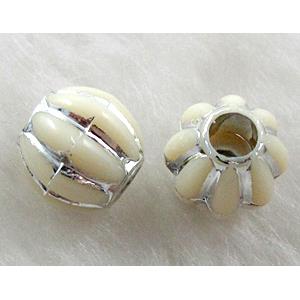 Round plastic bead, silver, 10mm dia, hole:4mm, approx 2600pcs [PSR10P9085C01]