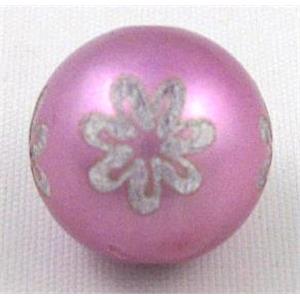 round resin bead, hotpink, 16mm dia, approx 200pcs [PSR20]