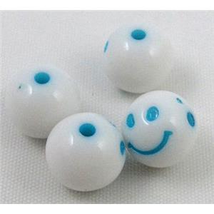round plastic bead, smile face, 10mm dia, approx 950pcs [PSR21]