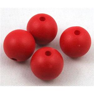round matte red resin beads, approx 10mm dia [PSR22-10MM]