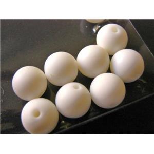 round resin beads, white, matte, approx 10mm dia [PSR25-10MM]