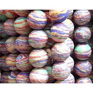 resin & stone bead, faceted round, colorful, stripe, 8mm dia, approx 48pcs per st [PSRN08-8MM]