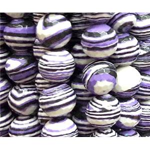 resin & stone bead, faceted round, purple, stripe, 6mm dia, approx 62pcs per st [PSRN11-6MM]