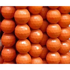 resin & stone bead, faceted round, orange, 4mm dia, approx 100pcs per st [PSRN12-4MM]