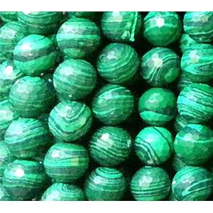 resin & stone bead, faceted round, green, stripe, 8mm dia, approx 48pcs per st [PSRN13-8MM]