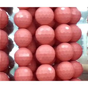 resin & stone bead, faceted round, pink, 12mm dia, approx 31pcs per st [PSRN15-12MM]
