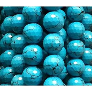 resin & stone bead, faceted round, blue, 10mm dia, approx 38pcs per st [PSRN17-10MM]