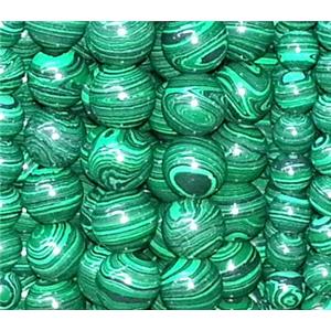 resin & stone beads, round, stripe, green, 6mm dia, approx 62pcs per st [PSRN18-6MM]