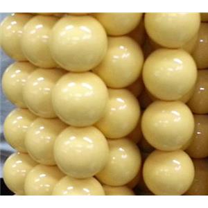 resin & stone bead, round, yellow, 12mm dia, approx 31pcs per st [PSRN19-12MM]