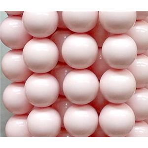 resin & stone bead, round, pink, 12mm dia, approx 31pcs per st [PSRN20-12MM]