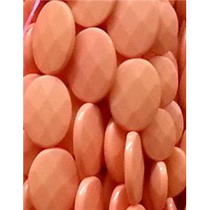 resin & stone bead, faceted flat-rice, red, 18x25mm, approx 16pcs per st [PSRN23]