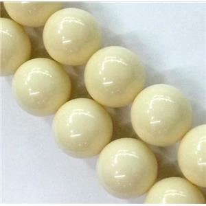 Resin Bead, cream-colored, round, 14mm dia, approx 27pcs per st [PSRN25-14MM]