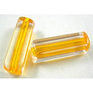 Acrylic Beads, tube, yellow, 7.5x7.5mm, 25mm length, hole:2.2mm, 350pcs approx [PST04]