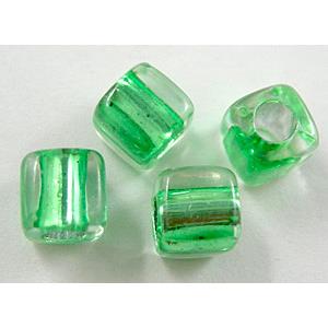 Acrylic beads, cube, green, 7.5x7.5mm, hole:4mm, approx 1700pcs [PST08C03]