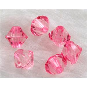 Acrylic beads, transparent, bicone, hot-pink, 10mm dia [PSTR01C02-10MM]