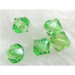 Acrylic beads, transparent, bicone, green, 10mm dia [PSTR01C04-10MM]