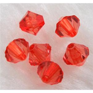 Acrylic beads, transparent, bicone, red, 10mm dia [PSTR01C06-10MM]