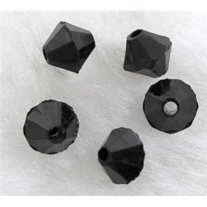 Acrylic beads, transparent, bicone, black, 4mm dia [PSTR01C07-4MM]