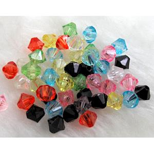 Acrylic beads, transparent, bicone, mixed color, 10mm dia [PSTR01MIX-10MM]
