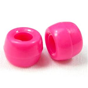 plastic beads, barrel, deep-pink, 8mm dia, 6mm length, 2100 beads approx [PS-BR-8X6-02]