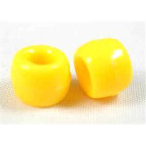 plastic beads, barrel, yellow, 8mm dia, 6mm length, 2100 beads approx [PS-BR-8X6-04]