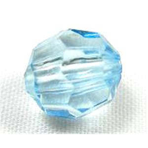 transparent Acrylic Beads, faceted round, aqua, 6mm dia, 4500 beads approx [PS-TR-MF-6MM-19]