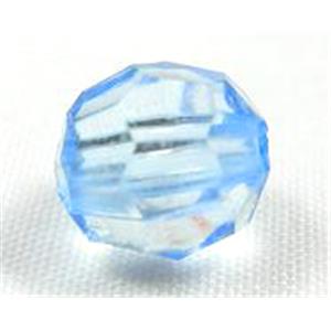 transparent Acrylic Beads, faceted round, blue, 6mm dia, 4500 beads approx [PS-TR-MF-6MM-25]