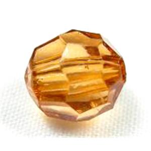 transparent Acrylic Beads, faceted round, golden, 6mm dia, 4500 beads approx [PS-TR-MF-6MM-27]