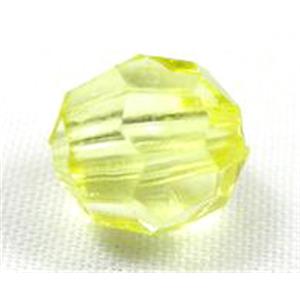 transparent Acrylic Beads, faceted round, lt.yellow, 8mm dia, 2000 beads approx [PS-TR-MF-8MM-33]