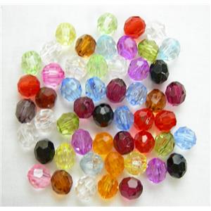 transparent Acrylic Beads, faceted round, mixed color, 10mm dia [PS-TR-MF-10MM-MIX]