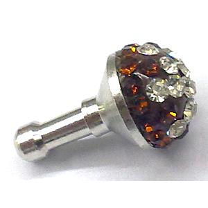 Earphone Jack Dust Cap Plug, fimo with mideast rhinestone, 9x16mm [RBCH104]