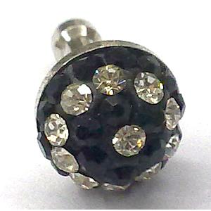 Earphone Jack Dust Cap Plug, fimo with mideast rhinestone, 9x16mm [RBCH105]