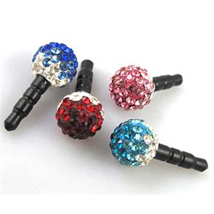 Earphone Jack Dust Cap Plug, fimo with mideast rhinestone, 10x21mm [RBCH113]