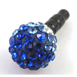 Earphone Jack Dust Cap Plug, fimo with mideast rhinestone, 10x21mm [RBCH115]