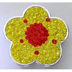 Bracelet bar, plastic bead with fimo and mideast rhinestone, 31mm dia [RBCH157]