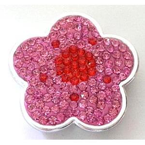 Bracelet bar, plastic bead with fimo and mideast rhinestone, 31mm dia [RBCH158]