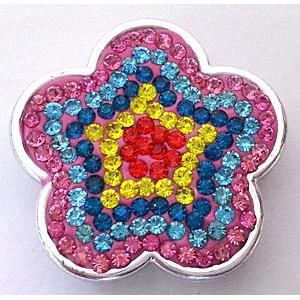Bracelet bar, plastic bead with fimo and mideast rhinestone, 31mm dia [RBCH159]