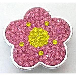Bracelet bar, plastic bead with fimo and mideast rhinestone, 31mm dia [RBCH160]