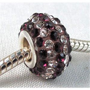 Acrylic Beads Pave Rhinestone Rondelle Large Hole, 10x15mm, 5mm hole [RBCH18]