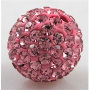 round Fimo Beads pave rhinestone, hotpink, 8mm dia [RBCH182-8MM]