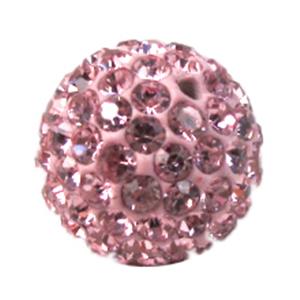 round Fimo Beads pave rhinestone, pink, 10mm dia [RBCH183-10MM]