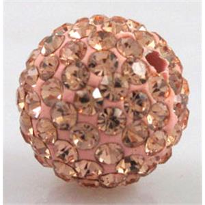round Fimo Beads pave rhinestone, gold champagne, 10mm dia [RBCH184-10MM]